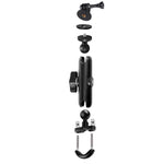 Support de fixation pour guidon de moto avec rotule de 20 mm, tige de connexion de 9 cm, adaptateur pour trépied et vis inclus, compatible avec GoPro, Insta360, DJI et autres caméras d'action.