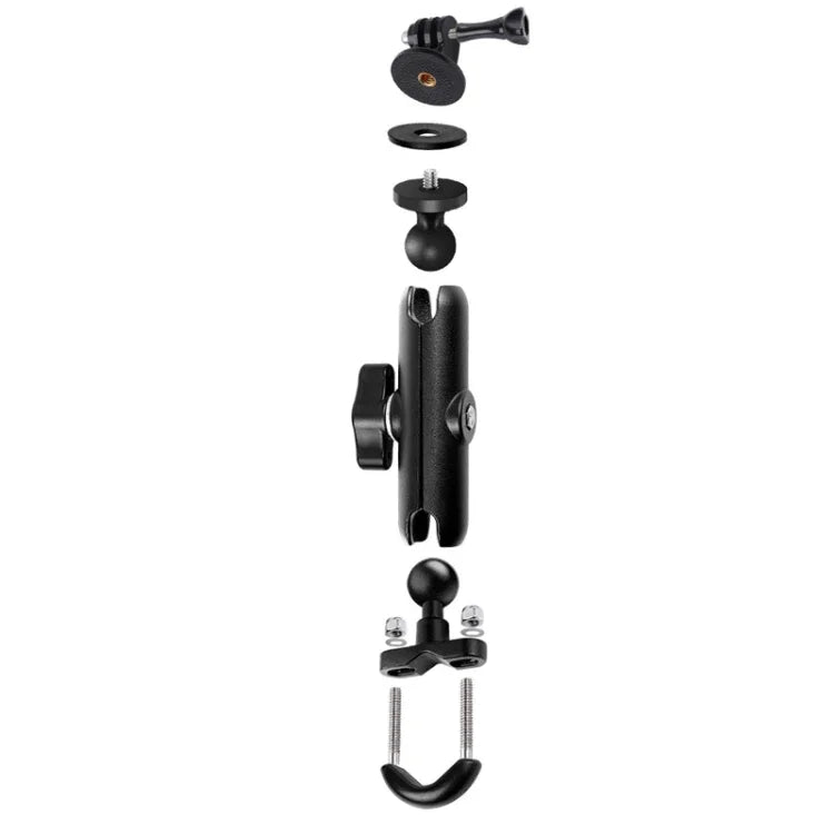 Support de fixation pour guidon de moto avec rotule de 20 mm, tige de connexion de 9 cm, adaptateur pour trépied et vis inclus, compatible avec GoPro, Insta360, DJI et autres caméras d'action.
