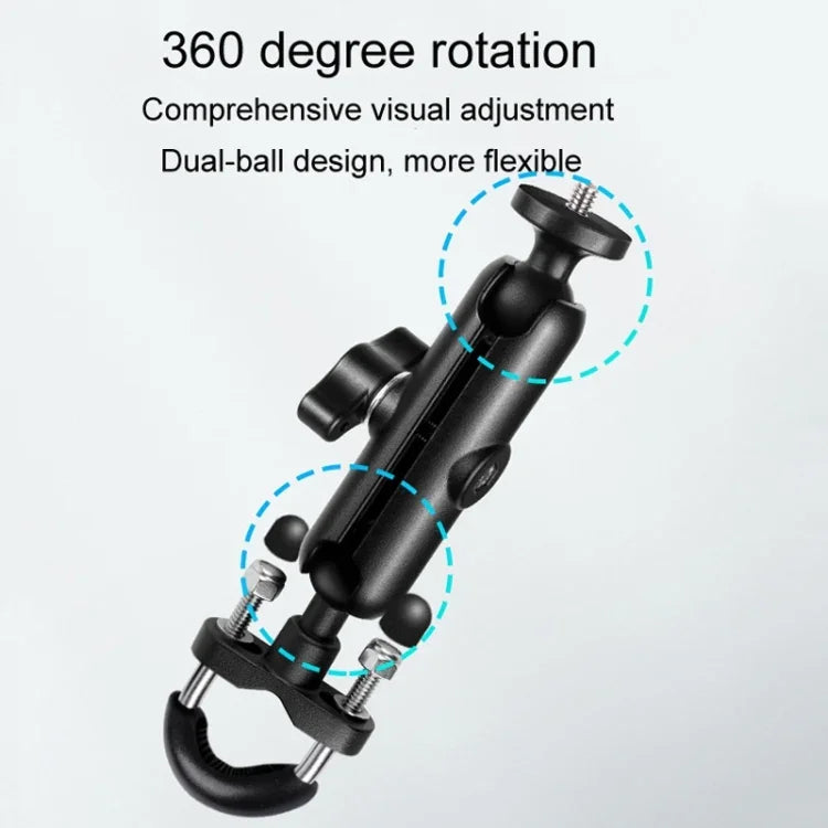 Support de fixation pour guidon de moto avec rotule de 20 mm, tige de connexion de 9 cm, adaptateur pour trépied et vis inclus, compatible avec GoPro, Insta360, DJI et autres caméras d'action.