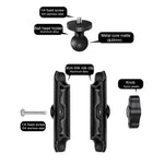 Support de fixation pour guidon de moto avec rotule de 20 mm, tige de connexion de 9 cm, adaptateur pour trépied et vis inclus, compatible avec GoPro, Insta360, DJI et autres caméras d'action.