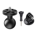 Support de fixation pour moto avec rotule de 25 mm et vis 1/4 pouce, adaptateur pour trépied et vis inclus, compatible avec GoPro, Insta360, DJI et autres caméras d'action.