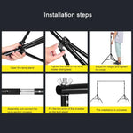Kit de support de fond de studio photo 200x200cm avec barres transversales, 200x200cm