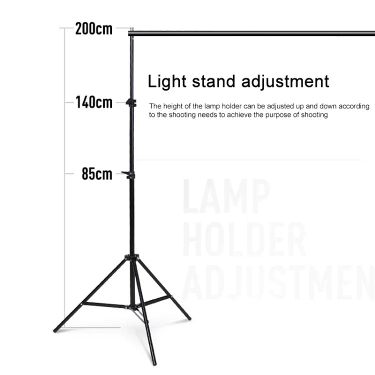Kit de support de fond de studio photo 200x200cm avec barres transversales, 200x200cm