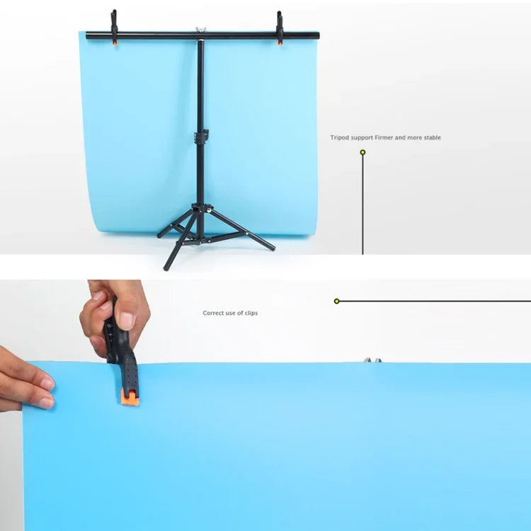 Support de fond de studio photo en forme de T, kit de barres transversales avec pinces, 100 x 200 cm (fond non inclus), 100 x 200 cm
