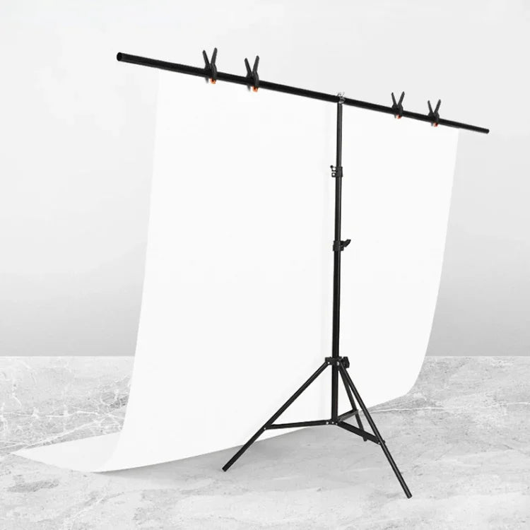 Support de fond de studio photo en forme de T 200 x 200 cm avec barres transversales et pinces, fond non inclus, 200 x 200 cm
