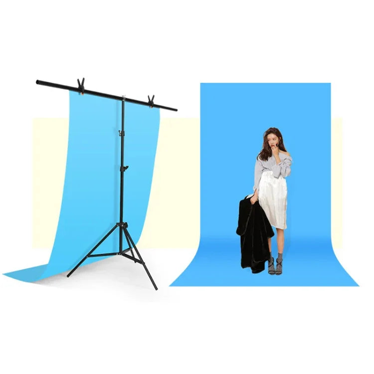 Support de fond de studio photo en forme de T 200 x 200 cm avec barres transversales et pinces, fond non inclus, 200 x 200 cm