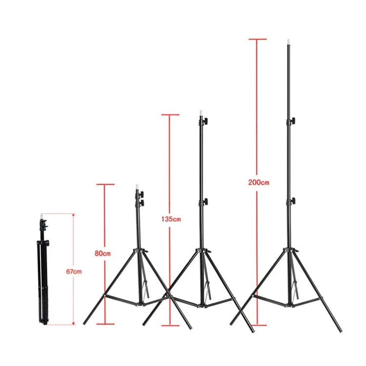 Kit d'éclairage studio comprenant une softbox 50x70cm, un trépied de 2m avec bras articulé et une barre de support.