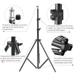 Kit d'éclairage studio comprenant une softbox 50x70cm, un trépied de 2m avec bras articulé et une barre de support.