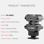 Support de fixation pour griffe flash YELANGU YLG0601A A68 à 3 têtes, adaptateur pour microphone et flash, support métallique