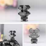 Support de fixation pour griffe flash YELANGU YLG0601A A68 à 3 têtes, adaptateur pour microphone et flash, support métallique