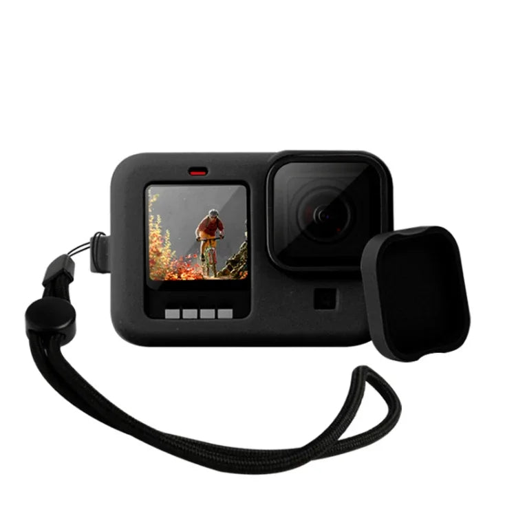 Étui de protection en silicone pour GoPro HERO10 Black / HERO9 Black avec dragonne et cache-objectif, pour GoPro HERO10 Black