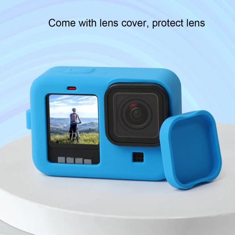Étui de protection en silicone pour GoPro HERO10 Black / HERO9 Black avec dragonne et cache-objectif, pour GoPro HERO10 Black