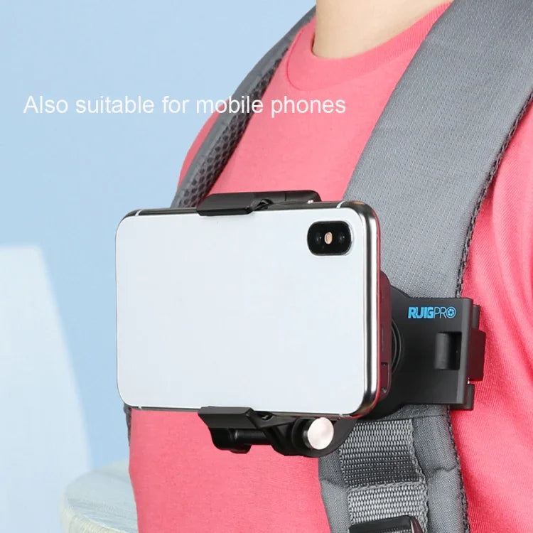 Support de sac à dos à bandoulière rotatif à 360 degrés RUIGPRO avec sangle de fixation rapide pour GoPro, Insta360, DJI et autres caméras d'action