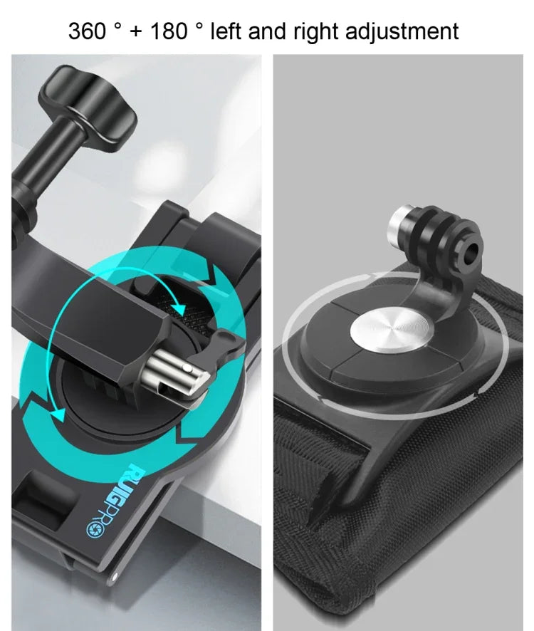 Support de sac à dos à bandoulière rotatif à 360 degrés RUIGPRO avec sangle de fixation rapide pour GoPro, Insta360, DJI et autres caméras d'action