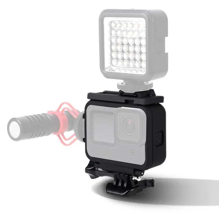 Boîtier de protection à cadre en plastique pour GoPro HERO10 Black / HERO9 Black, avec boucle de fixation et vis longue.