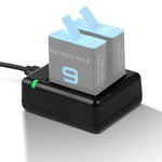 Chargeur double USB avec câble et témoin lumineux pour GoPro HERO9 Black / HERO10 Black / HERO11 Black / HERO12 Black, pour GoPro HERO9 Black