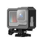 Boîtier de protection avec cadre en plastique ABS pour GoPro HERO10 Black / HERO9 Black, fixation basique par boucle et vis.