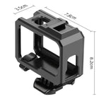 Boîtier de protection avec cadre en plastique ABS pour GoPro HERO10 Black / HERO9 Black, fixation basique par boucle et vis.