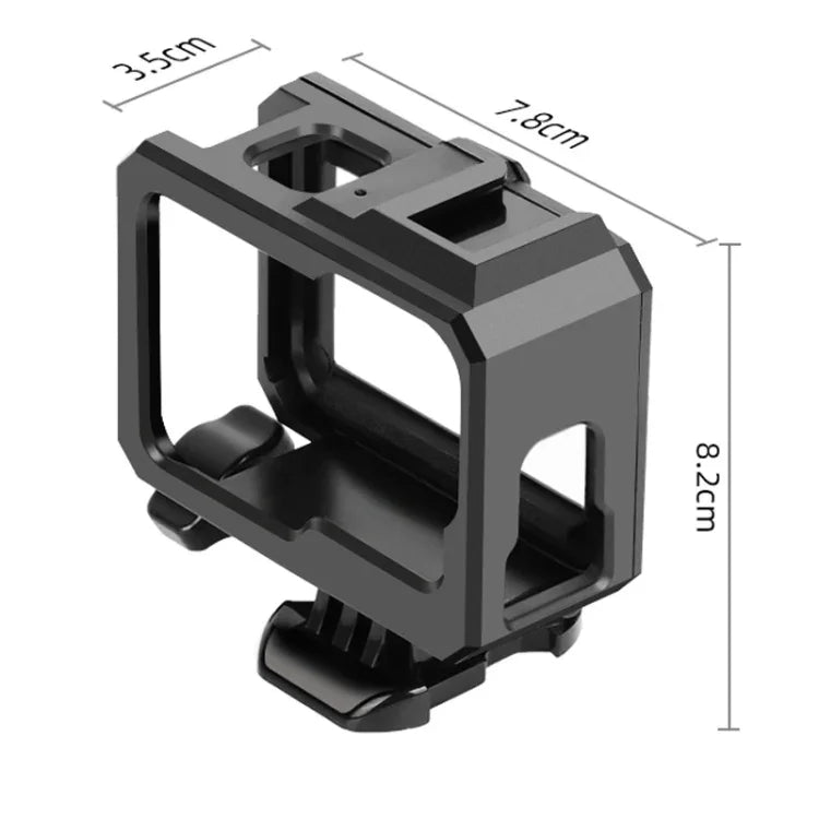 Boîtier de protection avec cadre en plastique ABS pour GoPro HERO10 Black / HERO9 Black, fixation basique par boucle et vis.