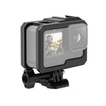 Boîtier de protection avec cadre en plastique ABS pour GoPro HERO10 Black / HERO9 Black, fixation basique par boucle et vis.