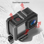 Boîtier de protection avec cadre en plastique ABS pour GoPro HERO10 Black / HERO9 Black, fixation basique par boucle et vis.