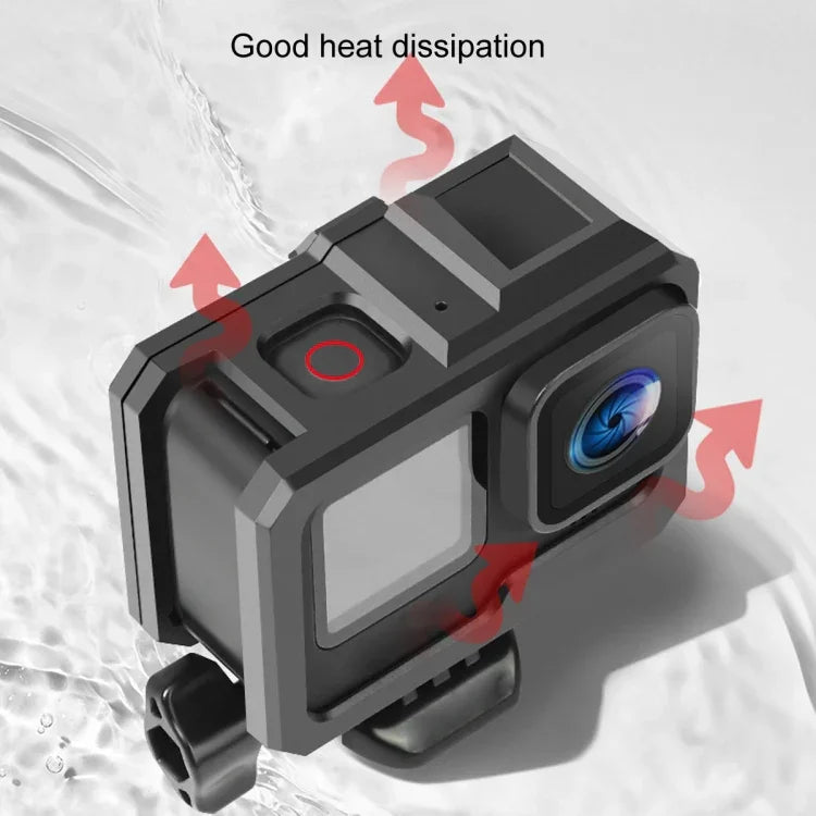 Boîtier de protection avec cadre en plastique ABS pour GoPro HERO10 Black / HERO9 Black, fixation basique par boucle et vis.