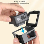 Boîtier de protection avec cadre en plastique ABS pour GoPro HERO10 Black / HERO9 Black, fixation basique par boucle et vis.