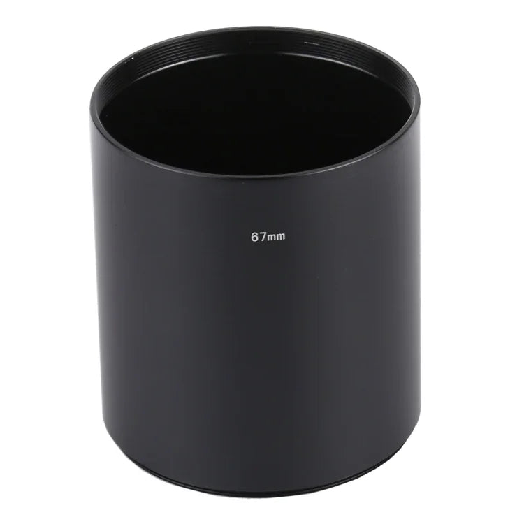 Pare-soleil tubulaire droit entièrement métallique, filetage 67 mm, pour téléobjectif moyen, 67 mm