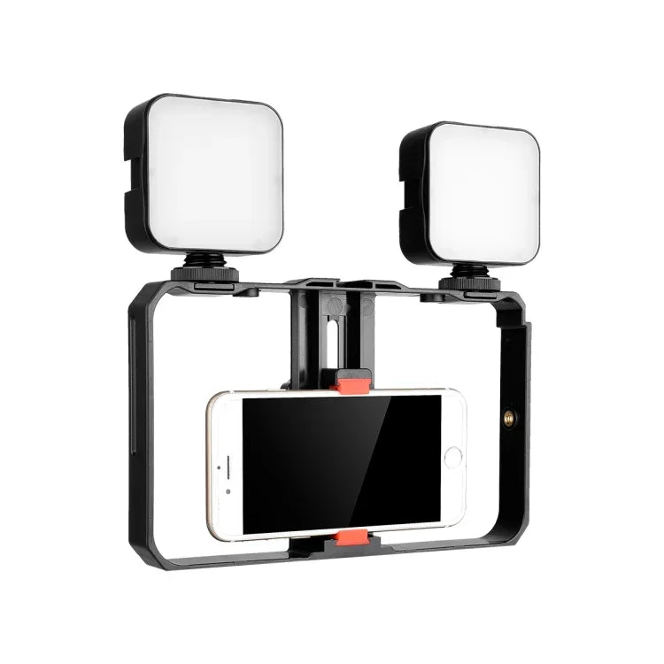 YELANGU PC201 YLG1801A Kit de stabilisateur vidéo LED pour selfies, avec poignée et support en plastique, idéal pour le vlogging et les diffusions en direct.