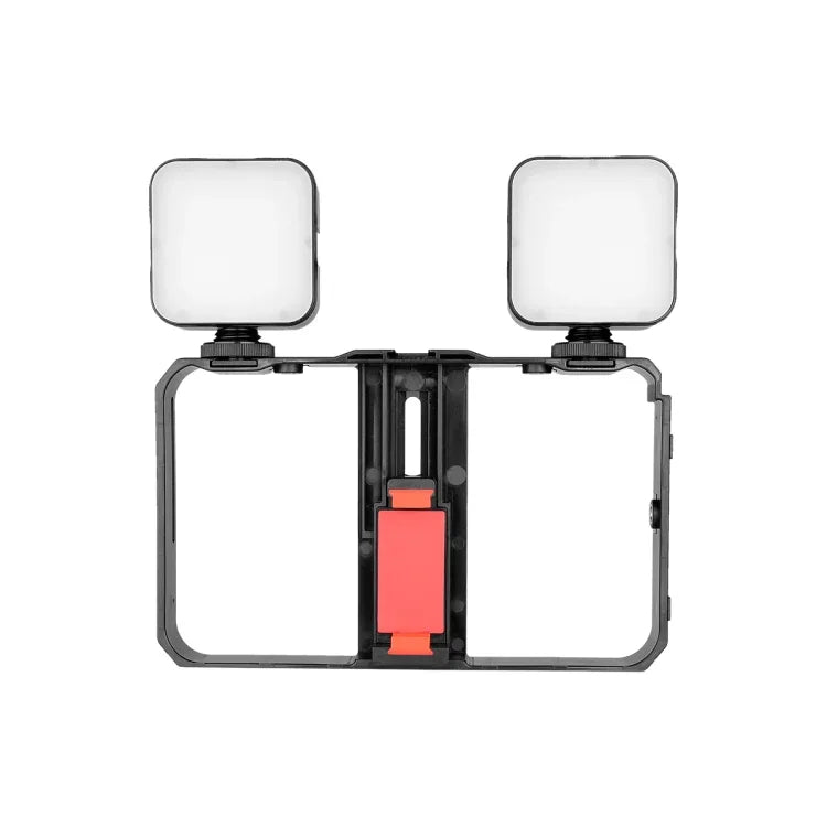 YELANGU PC201 YLG1801A Kit de stabilisateur vidéo LED pour selfies, avec poignée et support en plastique, idéal pour le vlogging et les diffusions en direct.