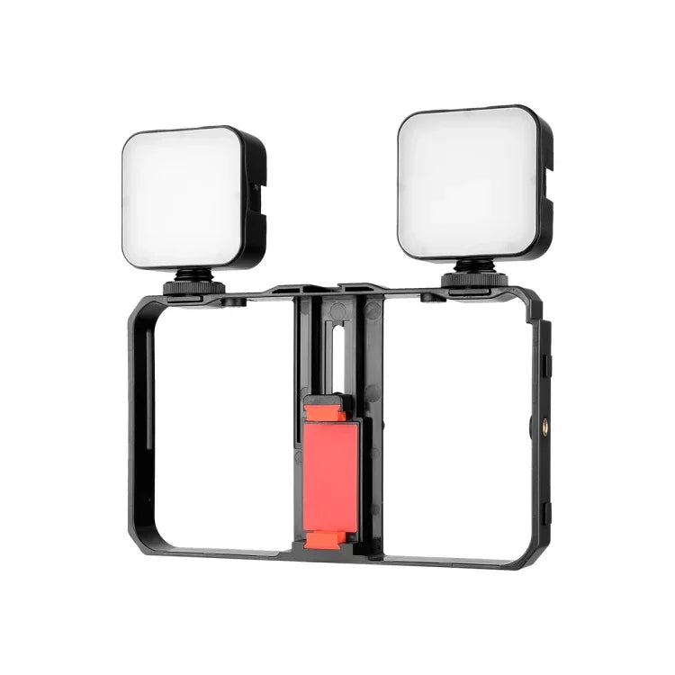 YELANGU PC201 YLG1801A Kit de stabilisateur vidéo LED pour selfies, avec poignée et support en plastique, idéal pour le vlogging et les diffusions en direct.