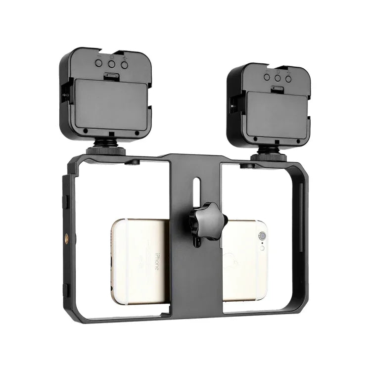 YELANGU PC201 YLG1801A Kit de stabilisateur vidéo LED pour selfies, avec poignée et support en plastique, idéal pour le vlogging et les diffusions en direct.