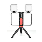 YELANGU PC203 YLG1801C Kit trépied/support de caméra LED pour selfies, vidéo, vlogging et diffusion en direct, avec poignée et stabilisateur en plastique.