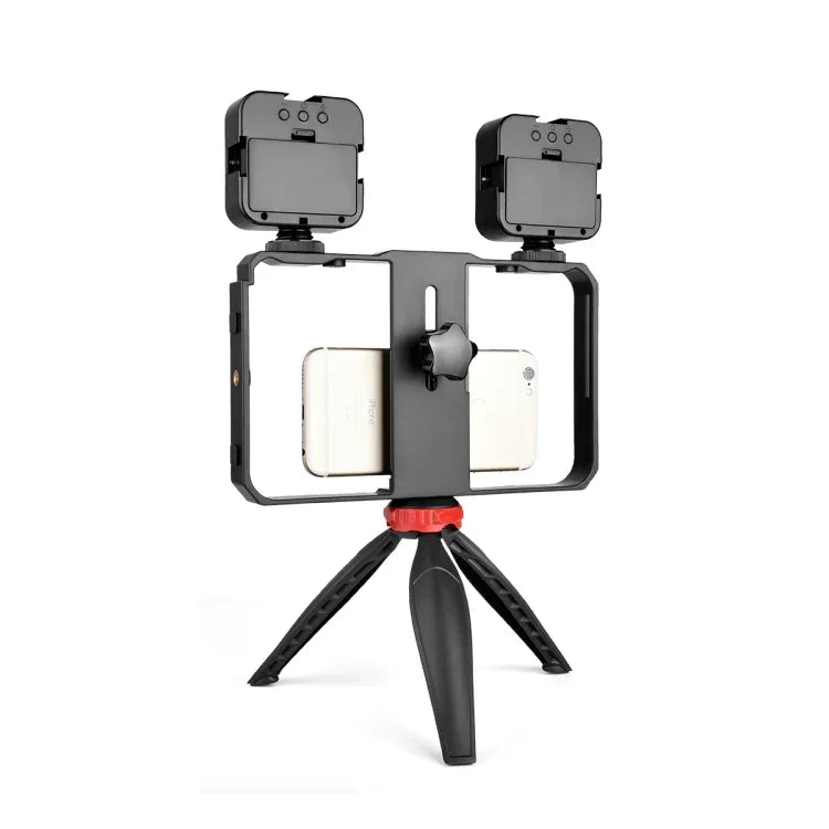 YELANGU PC203 YLG1801C Kit trépied/support de caméra LED pour selfies, vidéo, vlogging et diffusion en direct, avec poignée et stabilisateur en plastique.