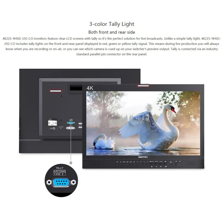 Moniteur de terrain SEETEC 4K215-9HSD-CO 1920x1080 21,5 pouces SDI / HDMI Full HD pour caméra de réalisation, 4K215-9HSD-CO