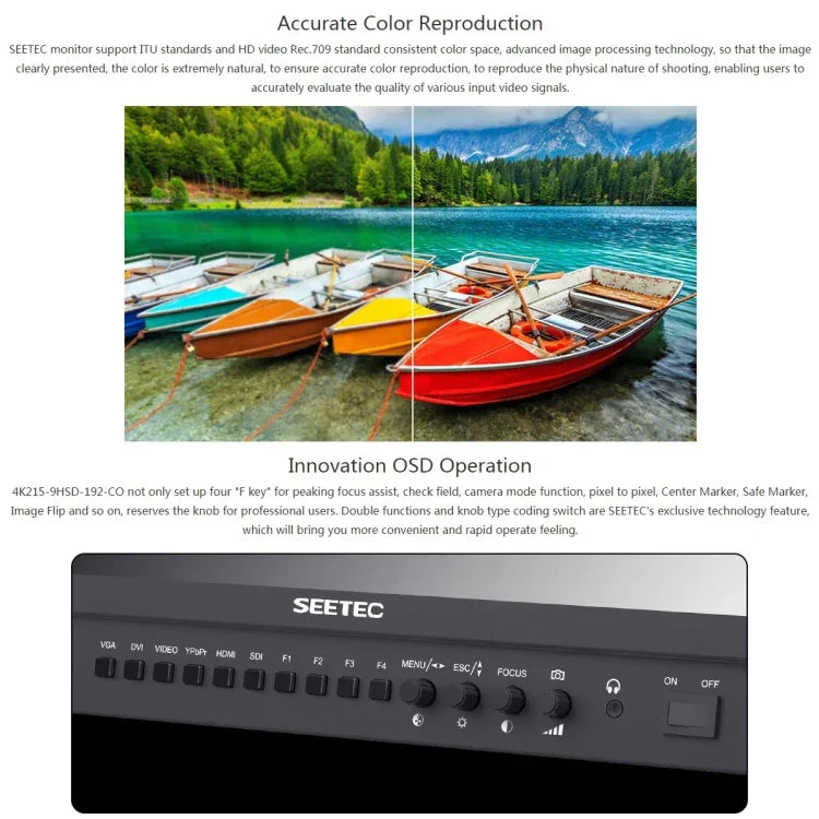 Moniteur de terrain SEETEC 4K215-9HSD-CO 1920x1080 21,5 pouces SDI / HDMI Full HD pour caméra de réalisation, 4K215-9HSD-CO
