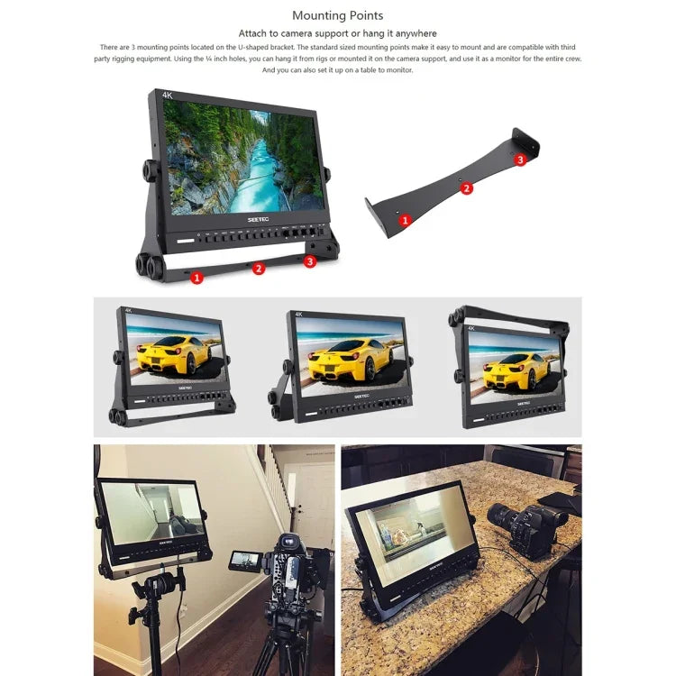 Moniteur de terrain SEETEC P133-9HSD 1920x1080 13,3 pouces Full HD de qualité broadcast pour caméras de cinéma et de médias, P133-9HSD