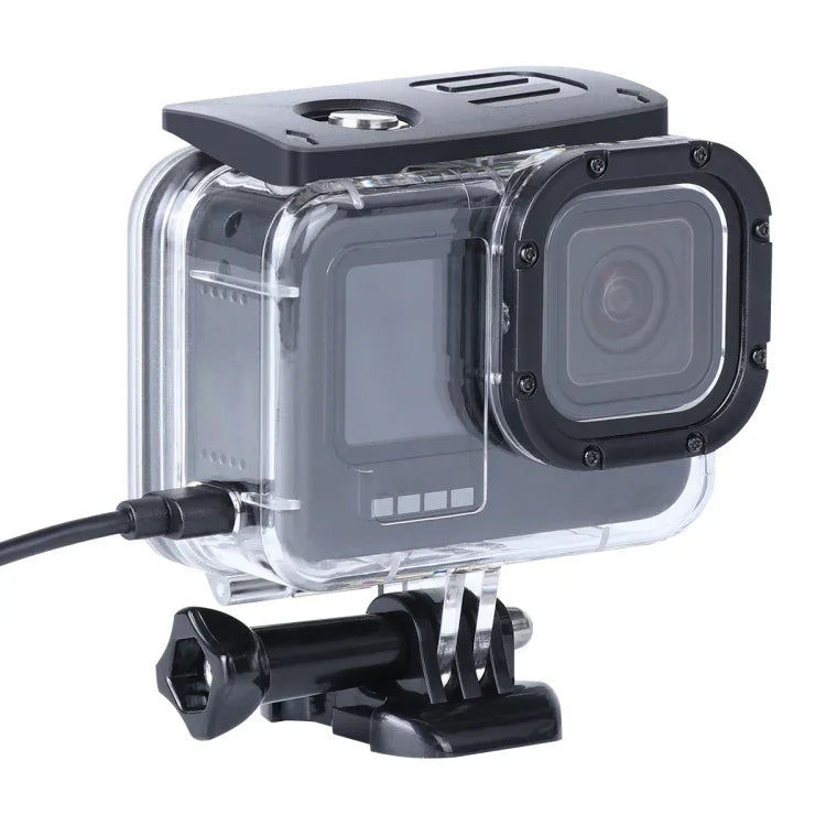 Boîtier de protection antichoc et anti-poussière avec orifice de chargement, boucle et fixation de base (vis incluses) pour GoPro HERO10 Black / HERO9 Black