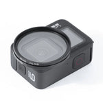 Filtre RUIGPRO 10 en 1 pour GoPro HERO10 Black / HERO9 Black Professional 52 mm (UV + ND2 + ND4 + ND8 + Star 8 + CPL + Jaune/Rouge/Violet + Gros plan 10x) avec bague d'adaptation et bouchon d'objectif.