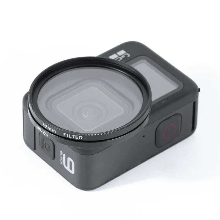 Filtre RUIGPRO 10 en 1 pour GoPro HERO10 Black / HERO9 Black Professional 52 mm (UV + ND2 + ND4 + ND8 + Star 8 + CPL + Jaune/Rouge/Violet + Gros plan 10x) avec bague d'adaptation et bouchon d'objectif.