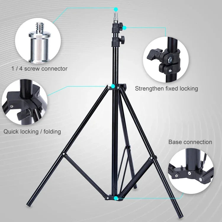 TRIOPO Oubao 1,9 m trépied en métal pour lampe de studio portable, hauteur 1,9 m