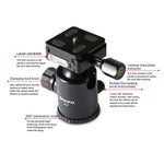 Trépied portable réglable en fibre de carbone TRIOPO T259G+Q2 avec rotule Q-2 pour appareil photo reflex, T259G+Q2