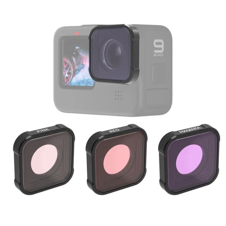 Filtre de couleur JSR série KB Diving (rouge, magenta, rose) pour GoPro HERO13 Black /12 Black /11 Black /10 Black /9 Black, filtre de couleur 3 en 1