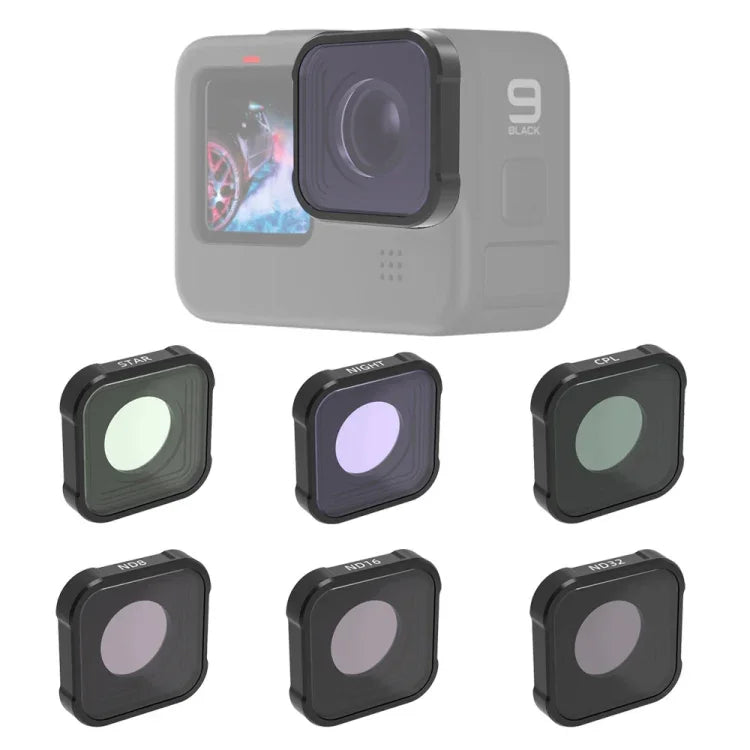 Filtre d'objectif JSR série KB STAR+CPL+NIGHT+ND8+ND16+ND32 pour GoPro HERO13 Black /12 Black /11 Black /10 Black /9 Black, 6 en 1
