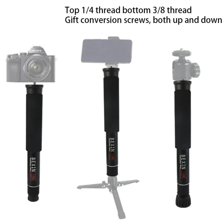 BEXIN P308C Support monopode portable en alliage d'aluminium pour appareil photo reflex numérique, idéal pour les voyages et les activités de plein air.