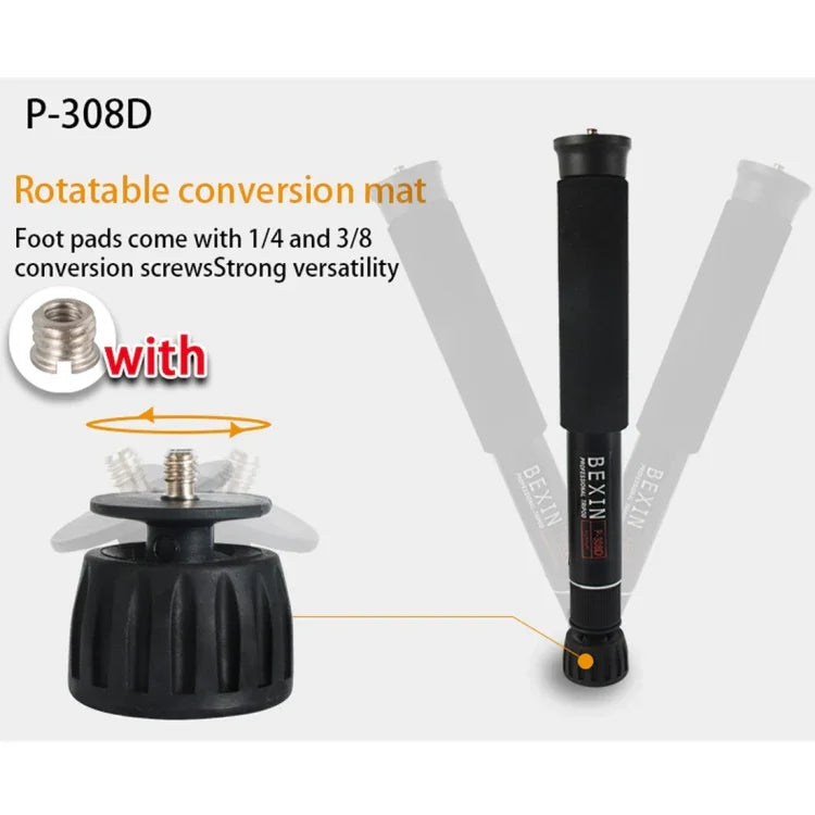 BEXIN P308D Support monopode portable en alliage d'aluminium pour appareil photo reflex numérique, idéal pour les voyages et les activités de plein air.