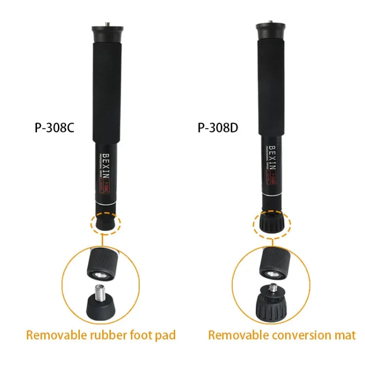 BEXIN P308D Support monopode portable en alliage d'aluminium pour appareil photo reflex numérique, idéal pour les voyages et les activités de plein air.