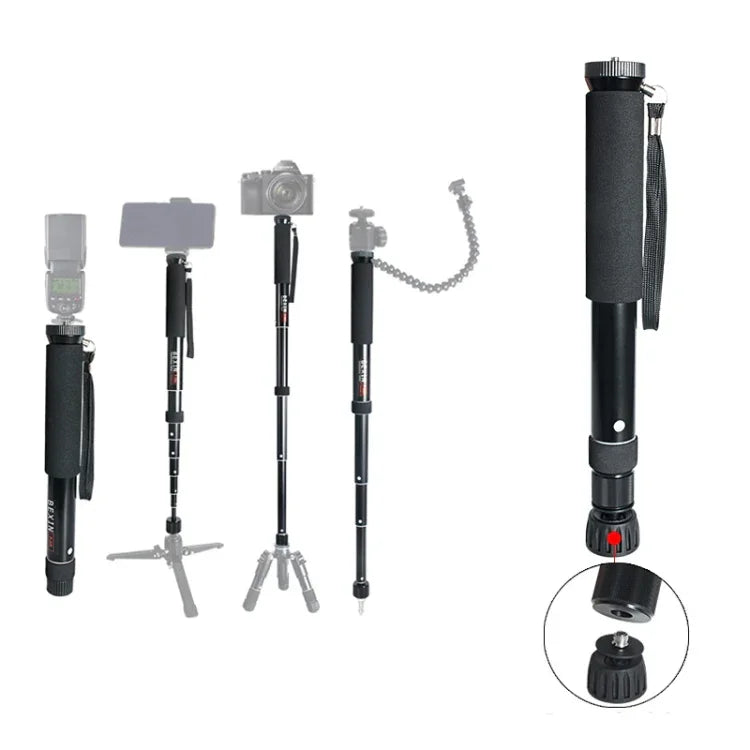 BEXIN P308B Support monopode portable en alliage d'aluminium pour appareil photo reflex numérique, idéal pour les voyages et les activités de plein air.