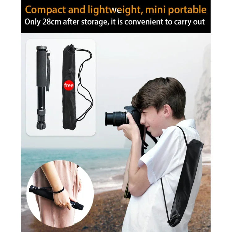 BEXIN P308B Support monopode portable en alliage d'aluminium pour appareil photo reflex numérique, idéal pour les voyages et les activités de plein air.
