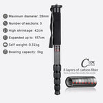 BEXIN MCS285 Support monopode portable en fibre de carbone pour appareil photo reflex numérique, idéal pour les voyages et les activités de plein air.